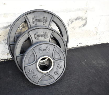 Hard Chrome Olympic Bar and Olympic Rubber Weight Plate Sets 290lb